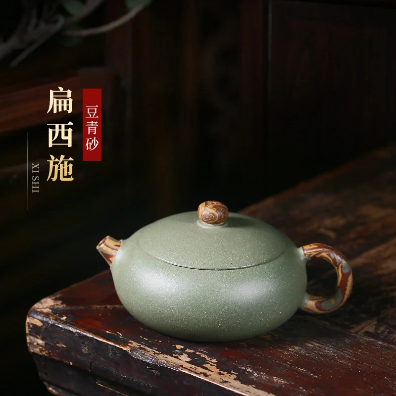 Original Mine Green Mud Authentic Yi Purple Sand Pot Pure Handmade Small Tea Single Person Set Household