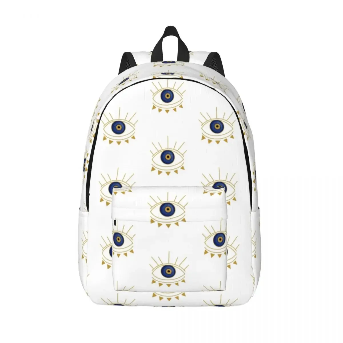 

Gold Blue Evil Eye Hamsa Canvas Backpacks for Boys Lucky Charm Amulet School College Travel Bags Bookbag Fits 15 Inch Laptop