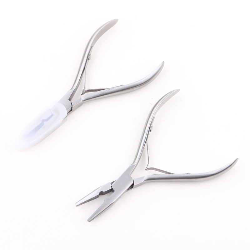 5pcs 5inch Stainless Steel Hair Extension Pliers With Teeth Professional Micro Ring Micro Bead Pliers for I‑Tip Extensions