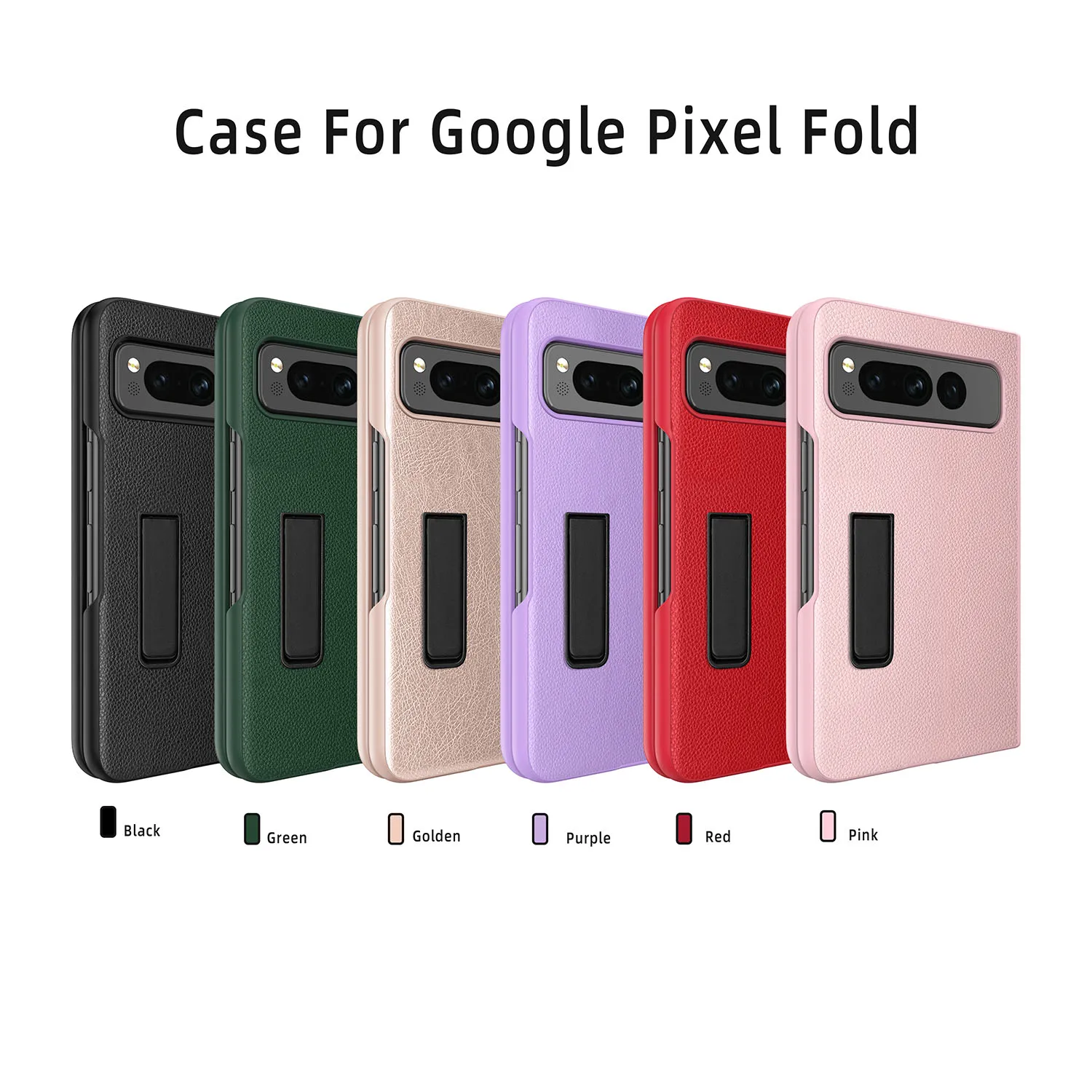 For Google Pixel Fold Case Leather Plain with Bracket Ultra-Thin Hard Cover Matte Protection Shockproof  Pixel Fold  Accessories