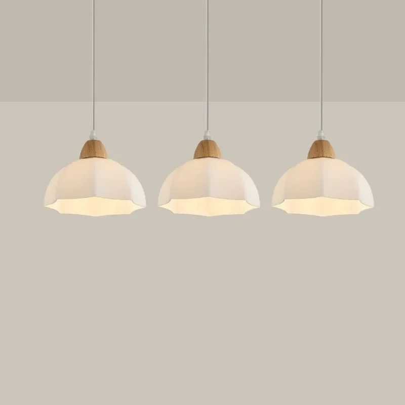 

Nordic Glass Single Chandelier Log Restaurant Lamp Japanese Solid Wood Led Chandelier Bar Three Head Small Chandelier Decoration