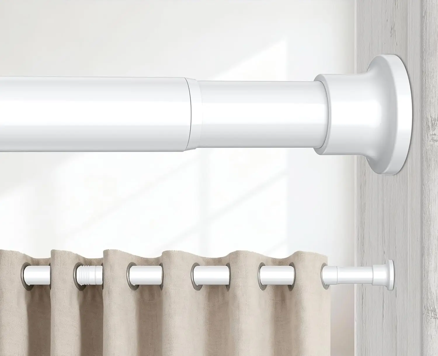 

Tension Rods 48-84 Inch, Heavy Duty Adjustable Spring Curtain Rod, No Drill, White