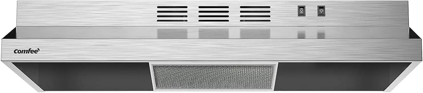 30 Inch Ducted Ductless Vent Durable Steel Kitchen Reusable Filter, 200 CFM, 2 Speed Exhaust Fan Under Cabinet Range Hood