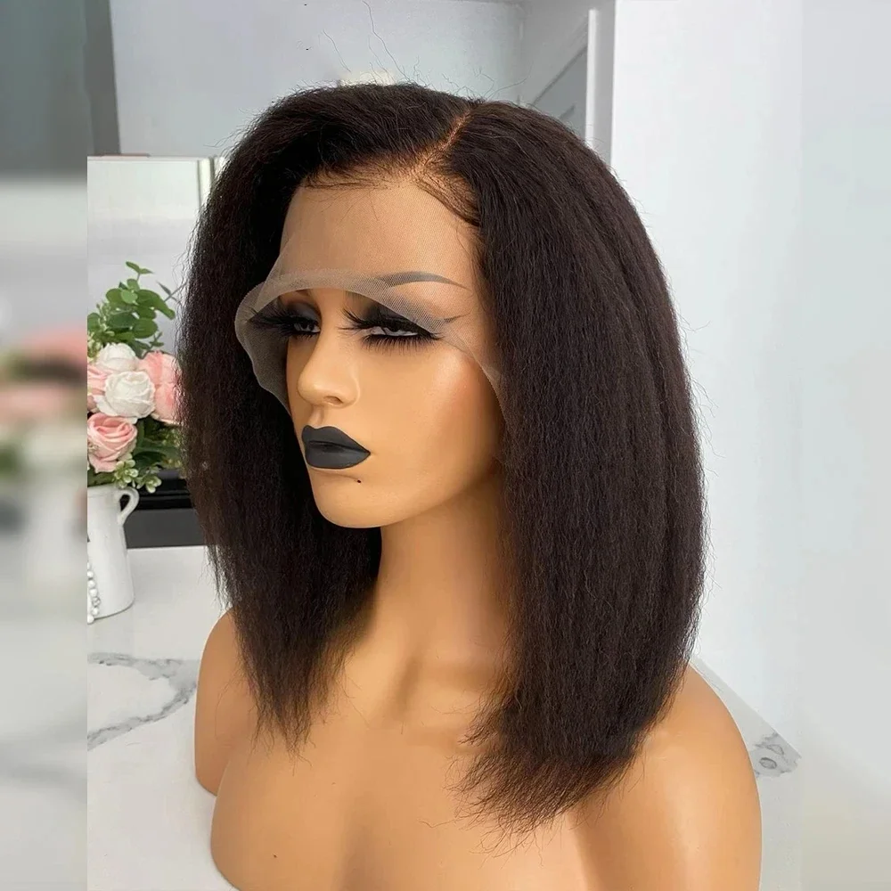 Pelucas delanteras de encaje largas para mujeres negras, Yaki, suaves, prearrancadas, 26 ", 180 de densidad, pelo de bebé liso y rizado, línea de cabello Natural
