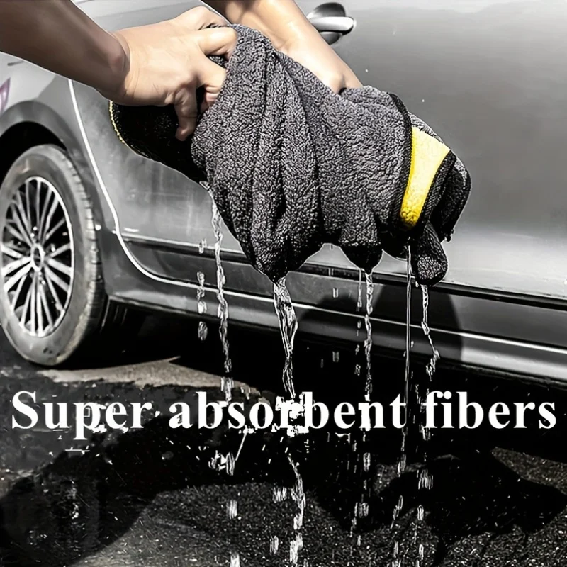 Car Wash Towel Car Wash Towel Cleaning Cloth Absorbent Dry Rag Universal Microfibre Car Wash Towel Thickened Yellow 30x60cm