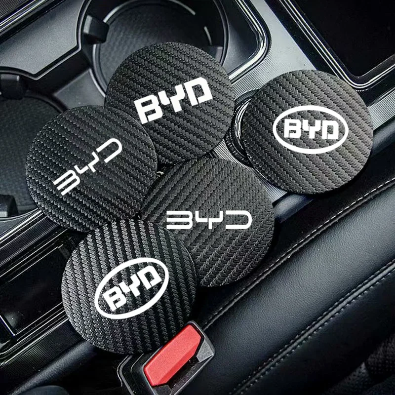 Car Cup Holder Coaster Drink Coaster Carbon Fiber Non Slip for BYD Seal U Dolphin Mini Sealion 7 Song Pro ATTO 3 Yuan UP Dolphin
