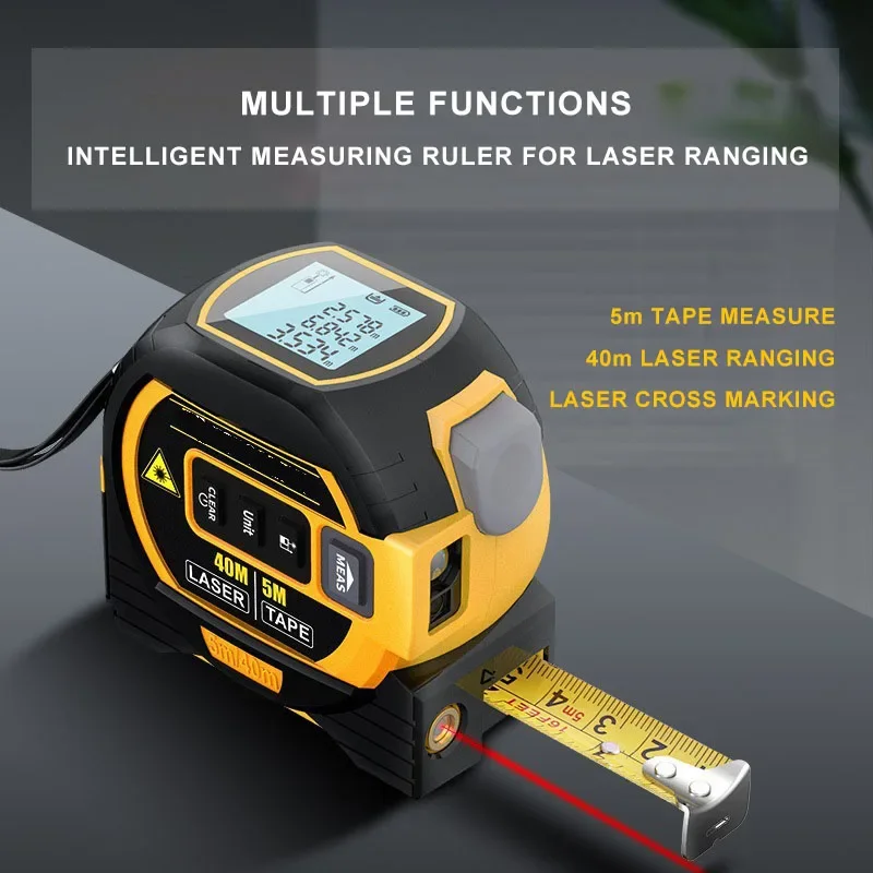 5m Tape 40m Measure Tool  Cross Line and Level Measuring Tool with Tape Measure  Rangefinder