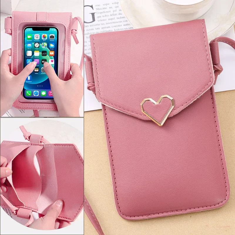 Universal PU Leather Cell Phone Bag Shoulder Pocket Wallet Pouch Case Neck Strap for Samsung S10 for IPhone 12 11 Huawei P30 V20