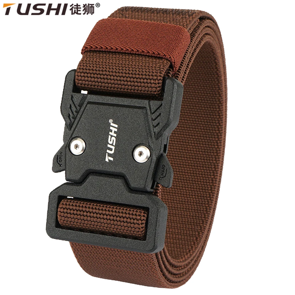 

TUSHI 2025 Elastic Belt for Men Alloy Quick Release Buckle Unisex Hiking Belt Military Tactical Belt Tough Stretch Nylon Girdle