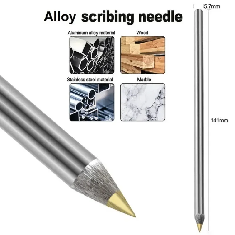 1Pcs 141mm Alloy Scribe Pens Carbide Scriber Pens Metal Wood Glass Tile Cutting Marker Pencil Metal Working Woodworking HandTool