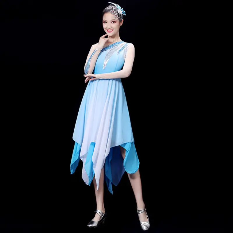 Modern Dance Performance Costume Sleeveless Dance Costume Square Dancing Dressdance Performance Costum Classical Dance Dress