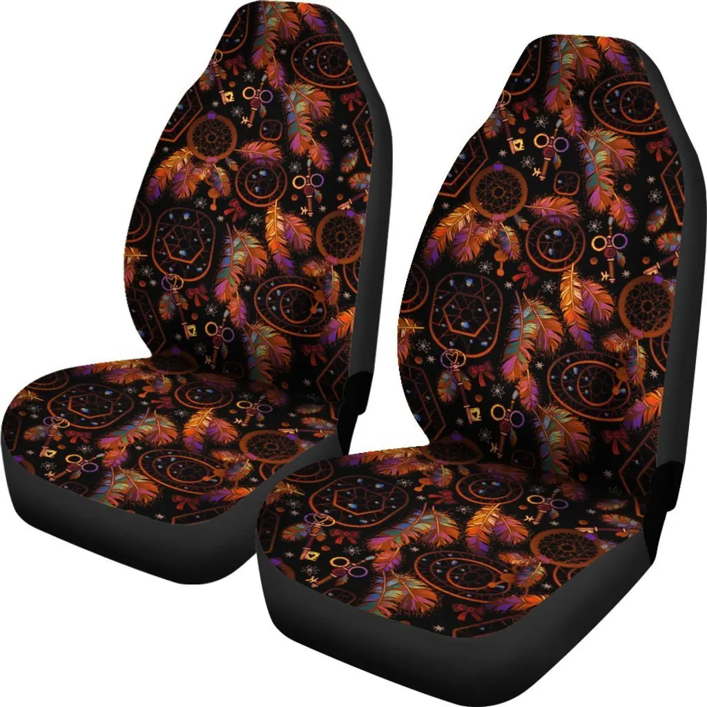 Tribal Dream Catcher Feather Seat Cover Car Seat Covers Set 2 Pc, Car Accessories Car Mats