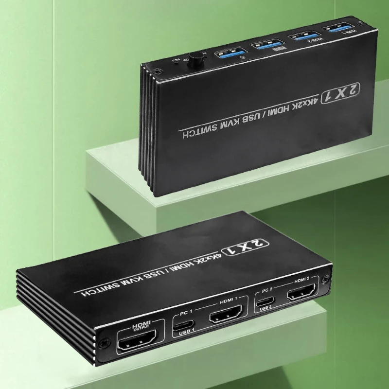 4KX2K KVM Switch Splitter 2-Port HDTV USB Plug And Play Hot for Shared Monitor Keyboard And Mouse Adaptive HDCP Printer