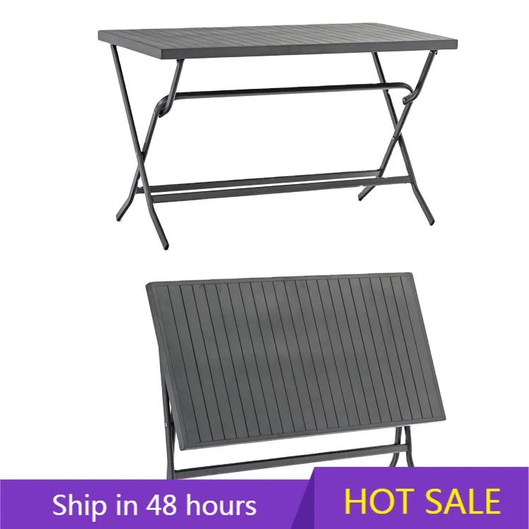 

YTYIN Modern Outdoor Life-time Folding Table Garden Patio Camping Aluminum Folding Coffee Picnic Dining Table and Chairs Set Fur