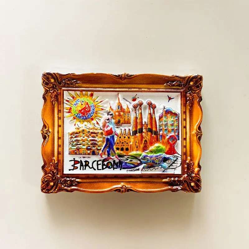 

Spanish Cultural and Creative Home Decoration High-end Picture Frame Painted Barcelona Architecture Refrigerator Magnet Travel