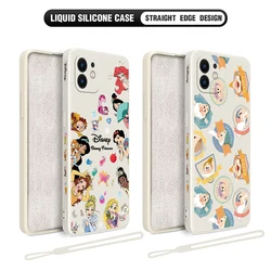 Disney Princess Dwarfs Phone Case For iPhone 15 14 13 12 11 Pro Max Mini X XR XSMAX 8 7 Plus Soft Silicone Cover With Hand Strap