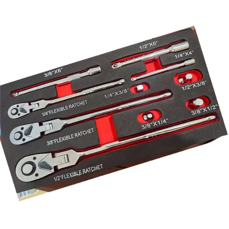 

【OFF-SHELF】Набор трещоток с гибкой головкой (10 шт.), приводы 1/4 дюйма, 3/8 дюйма и 1/2 дюйма — ключ с храповым механизмом с поворотной головкой включает в себя удлинитель и 4 шт.