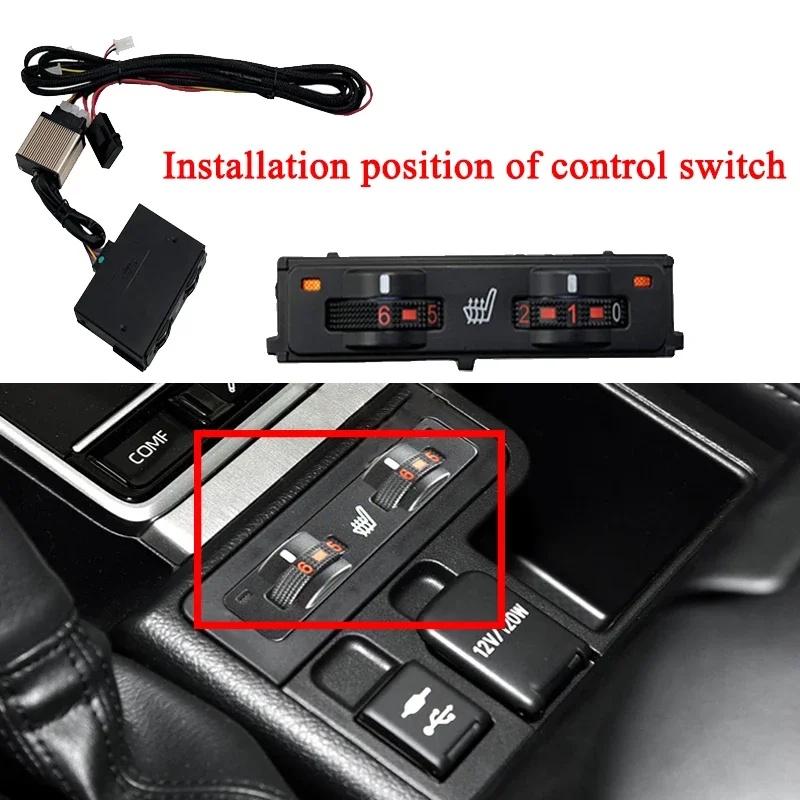 Built-in Car Seat Heater Kit Fit 2 Seats 27W Heating Pads 6-Levels Dual Control Switch For Toyota Prado For Auto Seats Heating