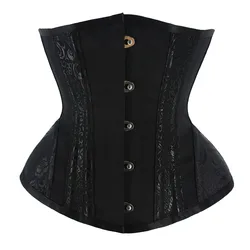 Black Steampunk Overbust Corset Clothing Women Brocade Gothic Steel Boned Underbust Corsets and Bustiers Body Shapewear Lingerie