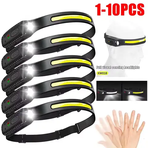 1-10PCS LED 센서 전조등 내장 배터리 USB 충전식 헤드 손전등 헤드 라이트 헤드 토치 캠핑 낚시 검색 라이트