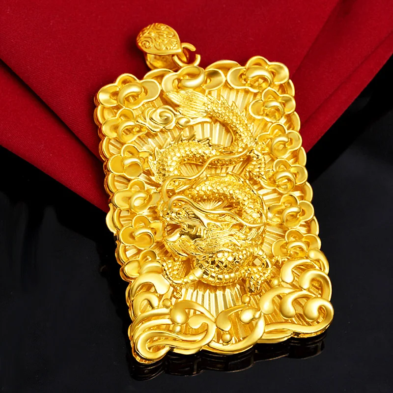 Vietnam Shajin Domineering Men's Buddha Fang Brand Thai Golden Maitreya Buddha Gold Plated Necklace Pendant