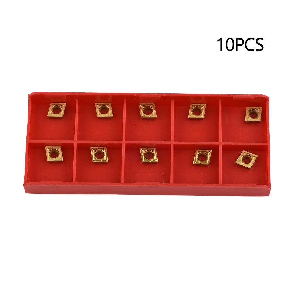 Set Carbide Inserts Gold Lathe Metalworking 10pcs Blade CCMT060204-HM YBC251 For Turning Tool Industrial Portable