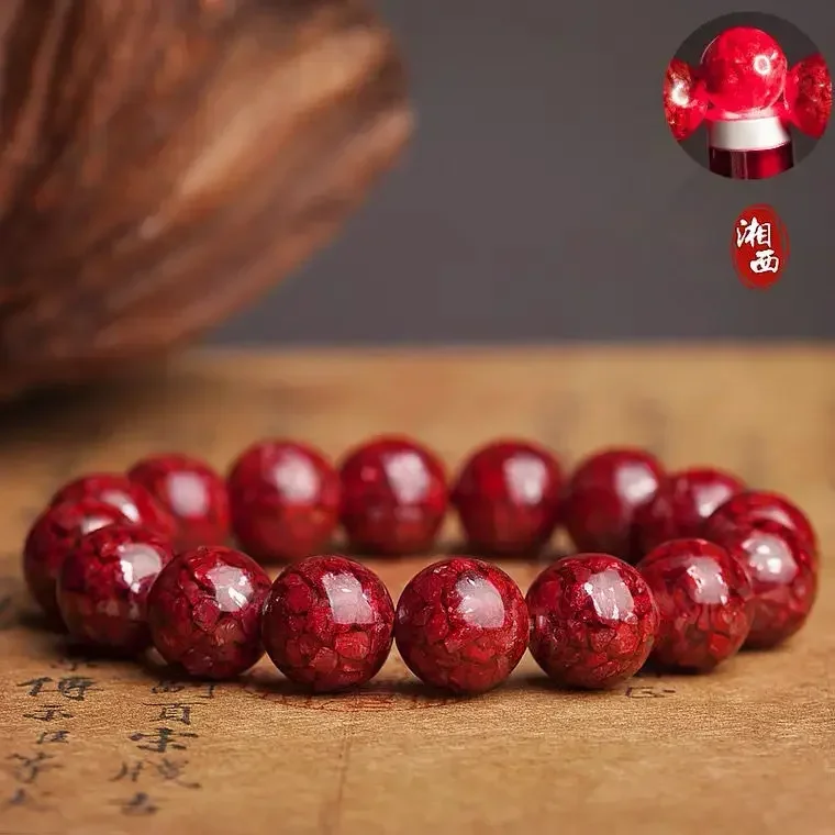 Natural Purple Gold Sand Cinnabar Bracelet Female Lucky Beads Raw Ore Crystal Sand Birth Year Couple Bracelet Men's Accessories