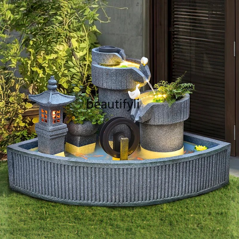 Courtyard garden villa outdoor rockery circulating water flow ornaments fish pond decoration landscaping new Chinese style