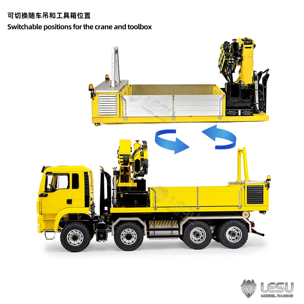 RC Crane 1/14 8x8 RC Truck TGS Car-mounted Truck-mounted Crane Dump Roll-off Truck Metal Model Remote Control Crane Truck Toy