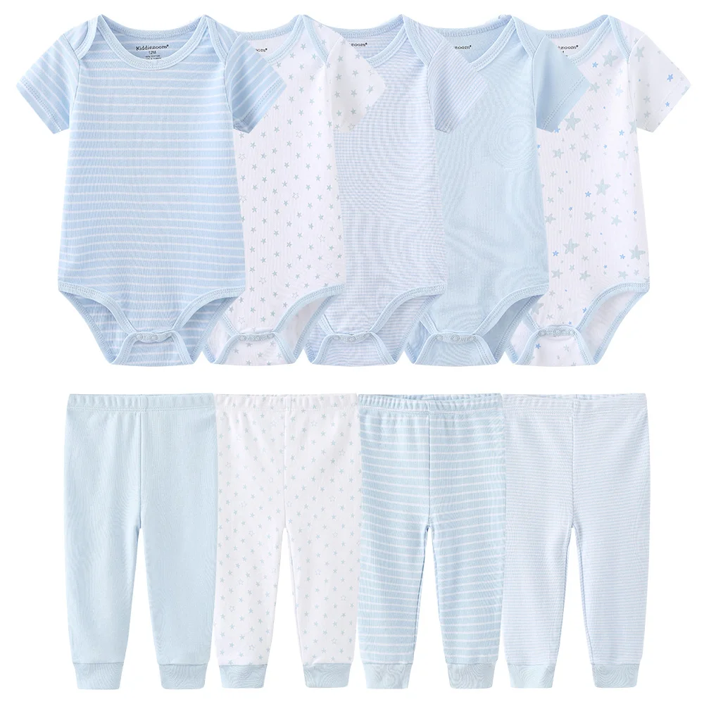 Newborn Baby Clothes 100% Cotton Sets for 0-12 Months Boy Girl 2023 New Infant Neutral Clothing Casual Stripes Toddler Outfits