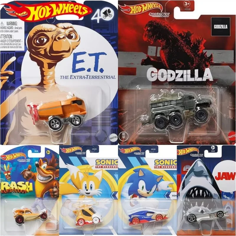 

New Mattel Hot Wheels Collect Toys Cars For Kids Classic Character Theme Series Jawa Godzilla Sonic Spyro Car Model Collecte Toy