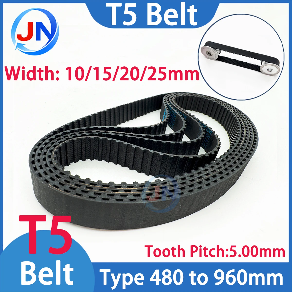 T5 Timing Belt Rubber Closed Loop Length 480 500 520 550 575 600 610 705 810 850 925 960mm Width 10 15 20 25mm Synchronous Belt