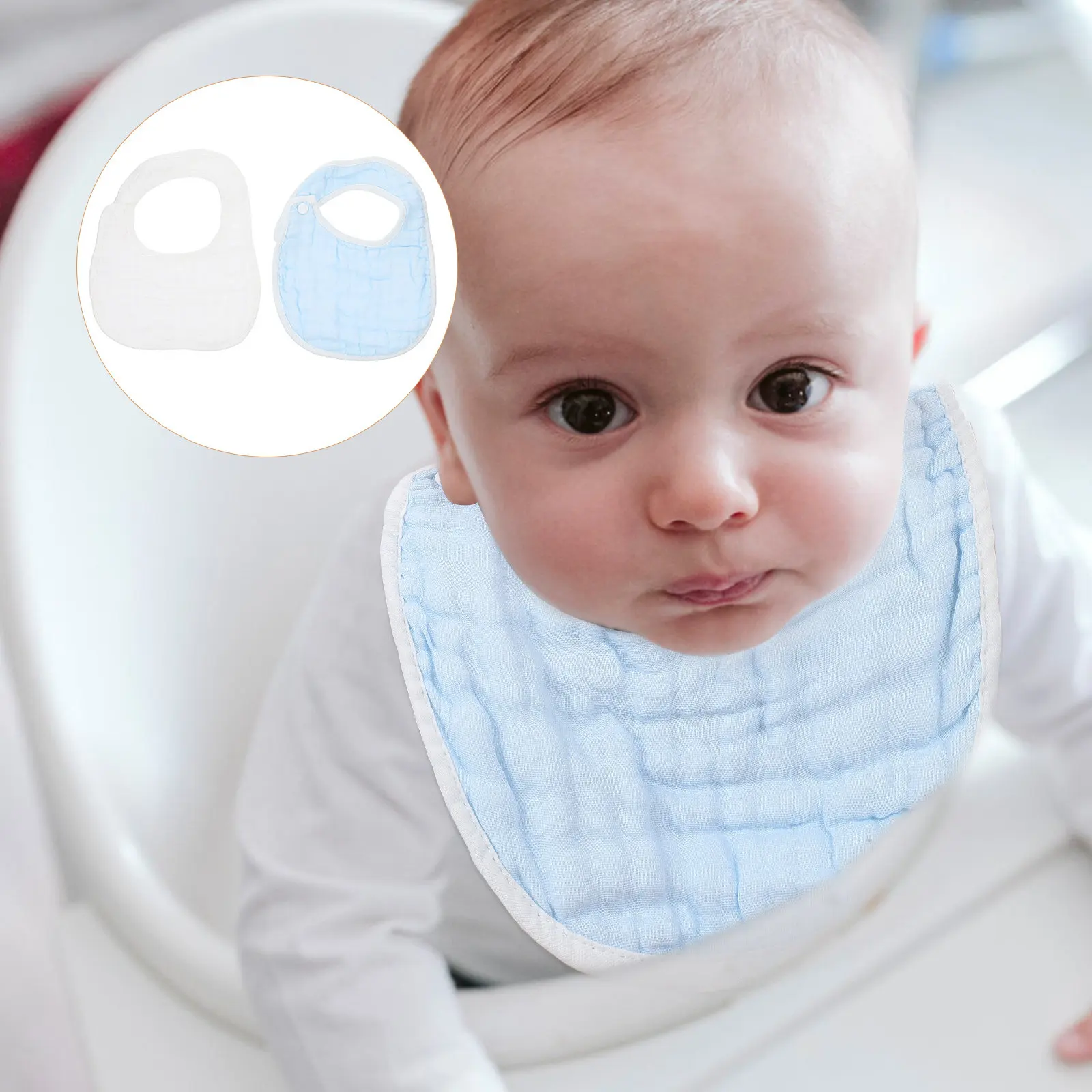 

2Pcs Cotton Gauze Baby Bibs Comfortable Soft Infant U-Shaped Bibs Protective Waterproof Drool Towels for 0-6 Months Newborn Baby