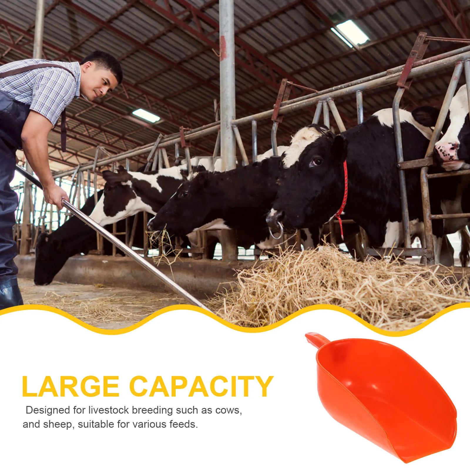 

Reusable Plastic Feed Scoop Food Shovel for Farm Poultry Large Capacity Lightweight Portable Easy Clean Home Utility