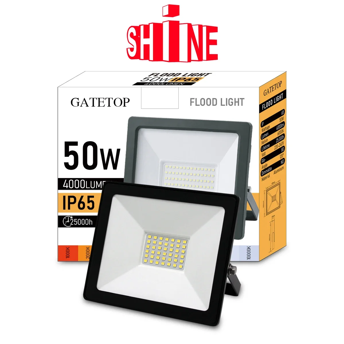 LED Floodlight 50W IP65 Dust Proof Waterproof Outdoor LED Light 220-240V High Lumen for Garden Courtyard Street