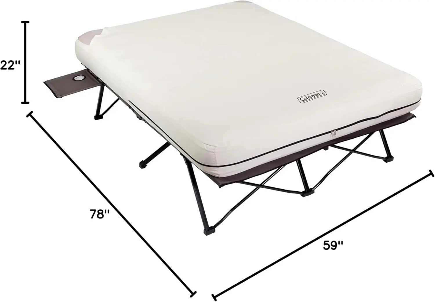 Camping Cots for Adults with Camping Air Mattress, Folding Air Mattresses Set, Battery-Operated Pump & Side Table for Outdoor Co