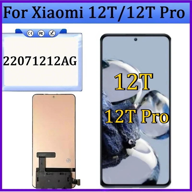 New TFT/OLED for Xiaomi 12T LCD 22071212AG Display Touch Screen Digitizer Assembly for Xiaomi Mi 12t Pro LCD Display