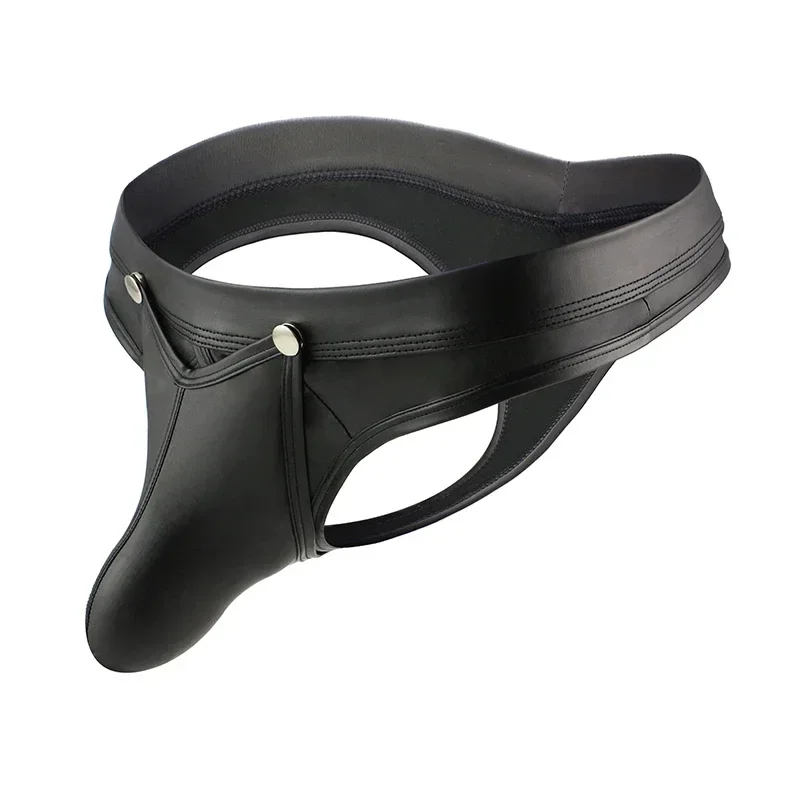 

Sexy Men PU Leather Thongs Open Pouch Bag T-back Erotic Underwear Bulge Enhancer Gay Male Funny G Strings Jockstrap Panties