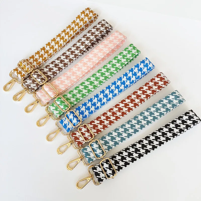 New Plaid Jacquard Webbing Women's Bag Shoulder Strap Accessories Embroidered Wide Shoulder Strap Extended Oblique Span Strap