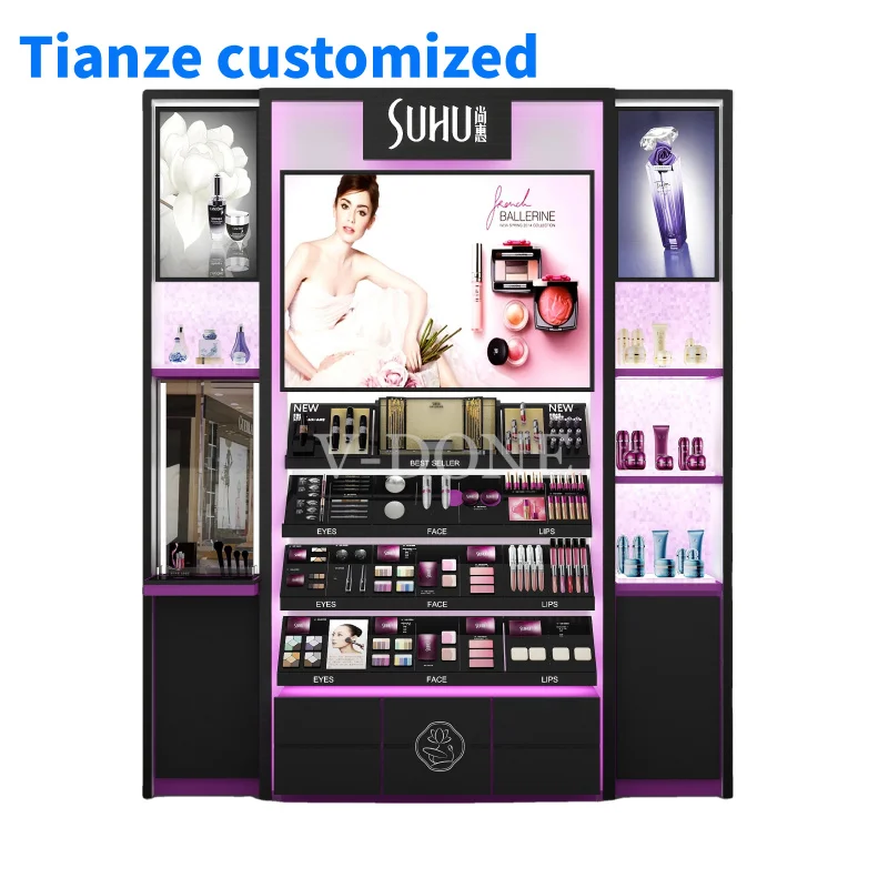 [Customized]Cosmetic shop kiosk interior design with cosmetic shop furniture beauty products display shelf