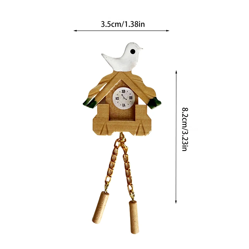 Reloj de pared de pájaro en miniatura para casa de muñecas, muebles, modelo de decoración para el hogar, accesorios para casa de muñecas, 1:12