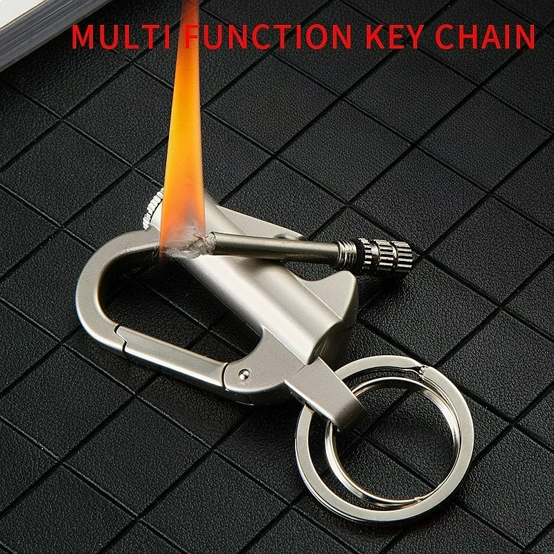 Multi Functional Keychain Outdoor Match Fuel Oil Igniter Bottle Opener Lighter