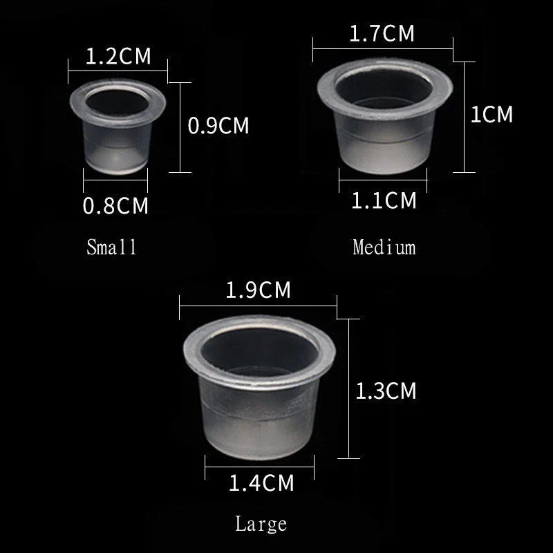 100pcs Disposable Tattoo Ink Cups Plastic Pigment Clear Holder Container Caps Tattoo Permanent Makeup Microblading Supply