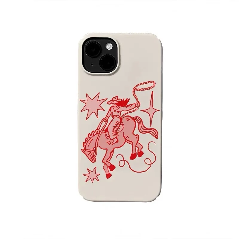 

Красный чехол для телефона с рисунком Girl Riding A Horse для IPHONE 17 Air 16E 15 PROMAX 14 Plus 13 12 MINI 11 PRO XR XS, акриловый чехол для телефона
