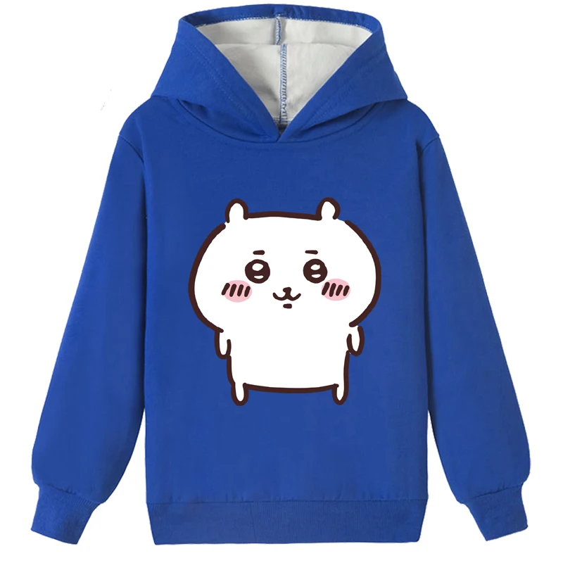 Chiikawa – sweat à capuche doublé polaire, hauts d'hiver à manches longues en coton, sweat-shirt unisexe doux brossé pour enfants de 2 à 14 ans