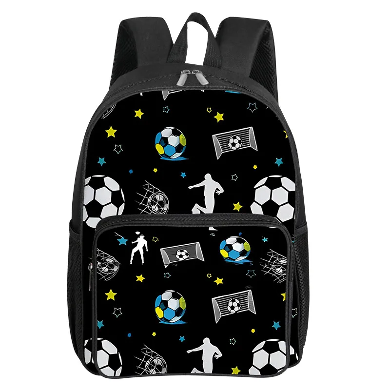 Fluorescent Flame Football Square Front Pocket Backpack for Boy and Girls Best Gifts 2D Flat Cartoon SchoolBags for Children