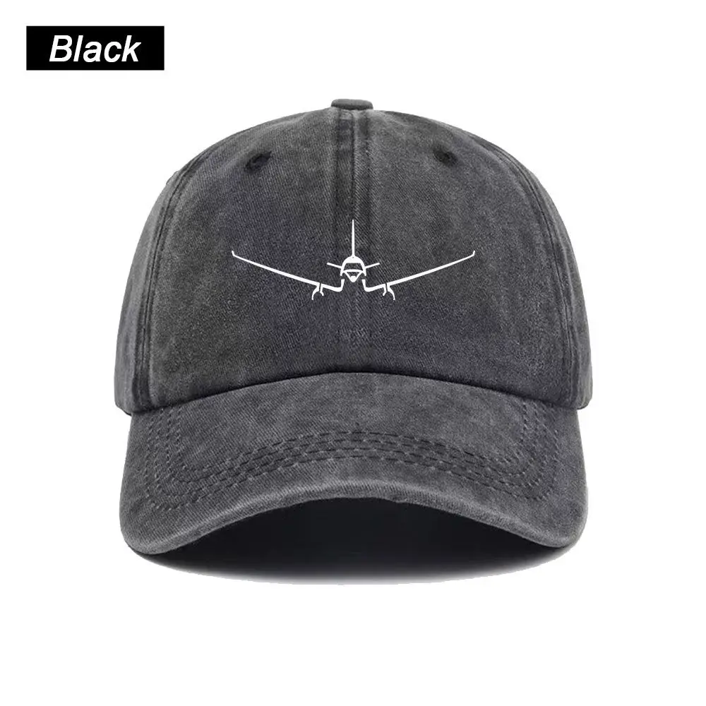 Vintage Washed Baseball Cap Airplane Air Force Fighter Aircraft Print Graphic Unisex Streetwear Casual Trucker Style Cotton Hat