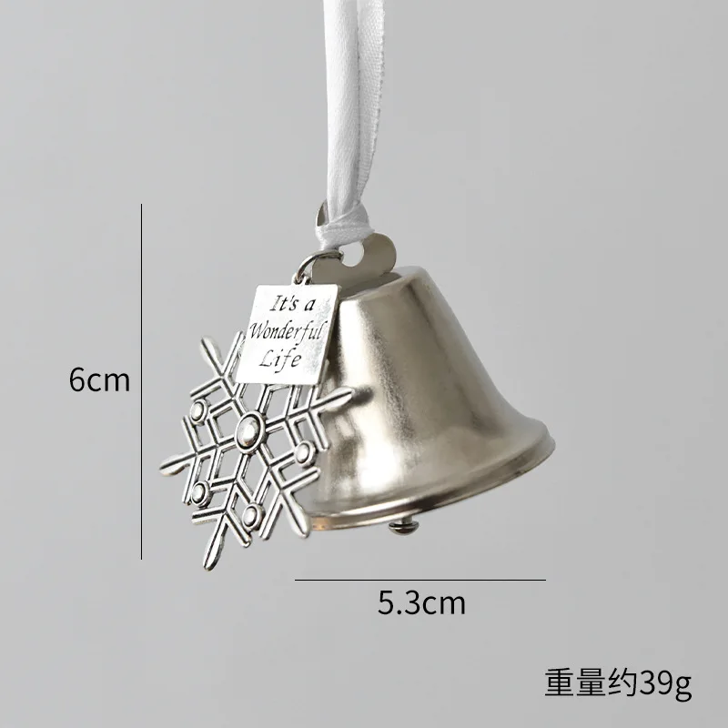 Christmas Wrought Iron Retro Bell Pendant Christmas Snowflake Deer Head Ringing Bell Christmas Tree DIY Ornament