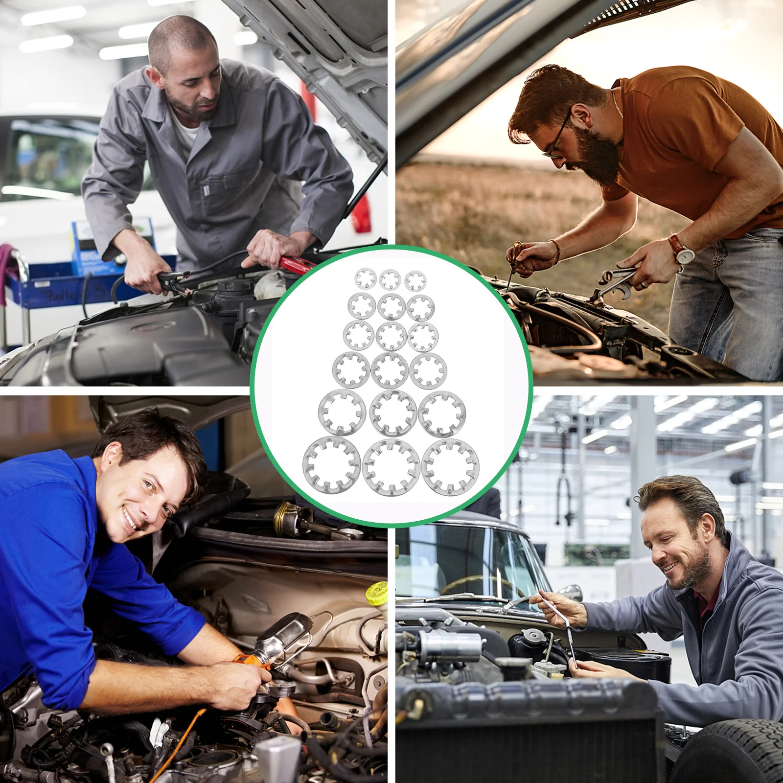 

300Pcs Stainless Steel Inner Tooth Star Washers Corrosion Resistant Lock Washers Fastening Set for Machine Repair