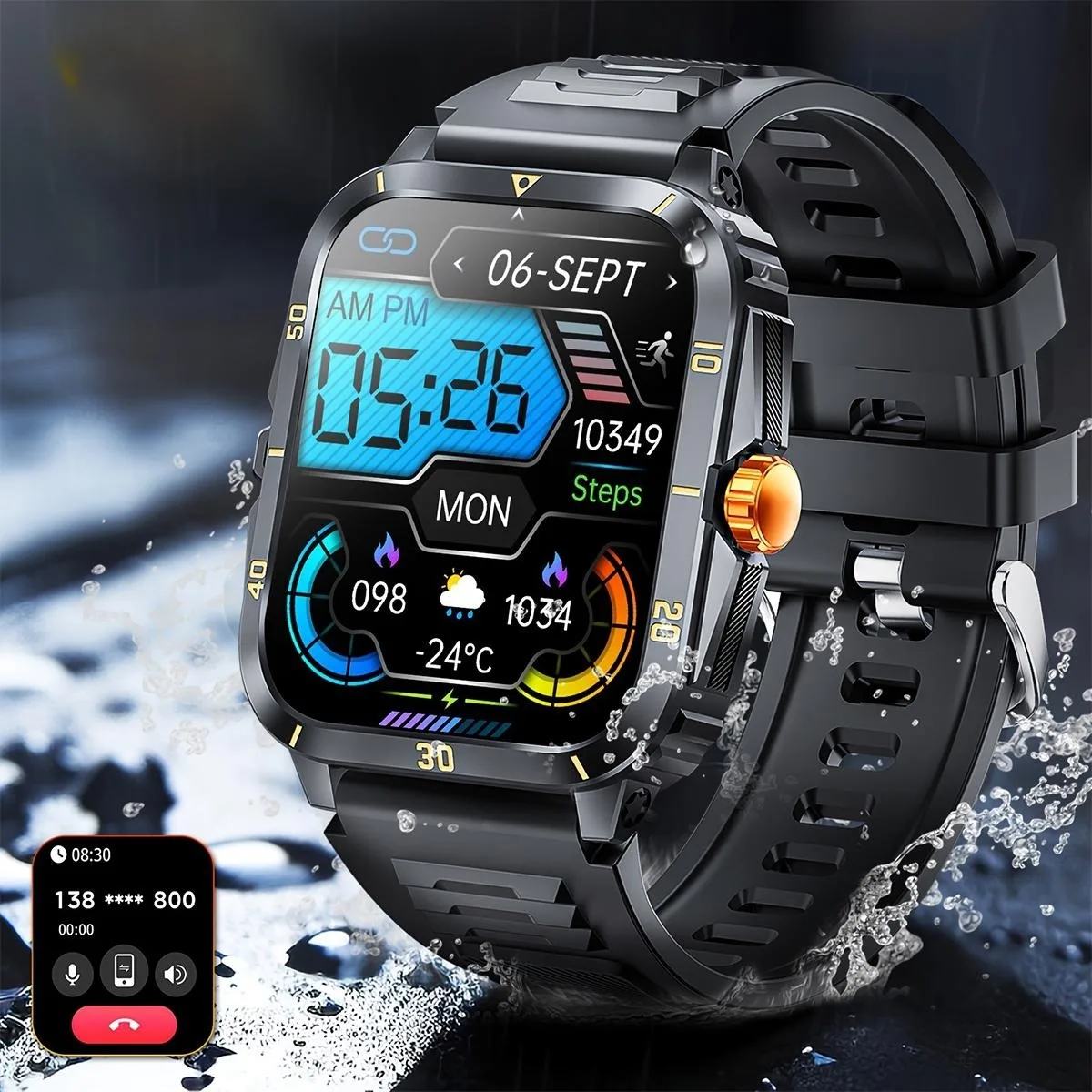 Smart Watch With Exercise Recording/Voice Assistant/Timer/ Stopwatch For Men Women, 1.96'' Smartwatch With Wireless Call